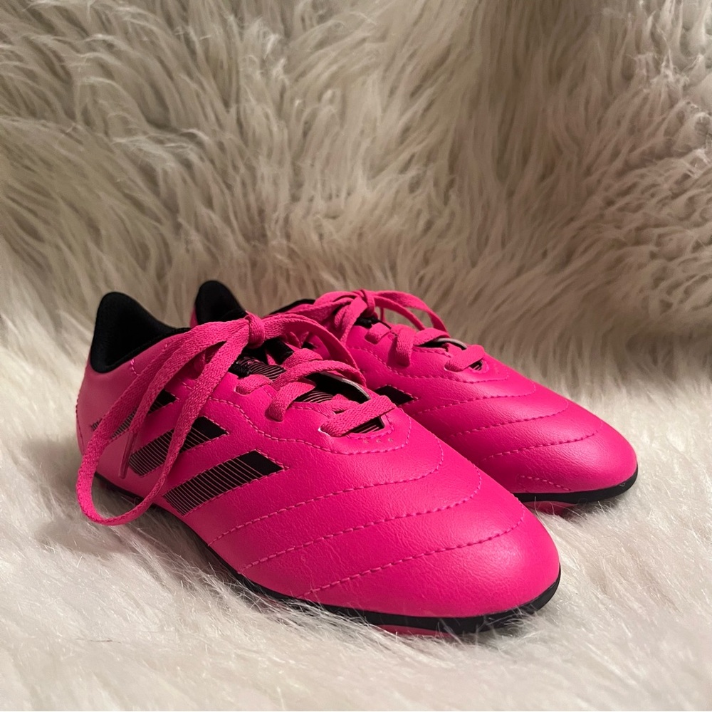 adidas Kids Pink and Black Soccer Sneakers